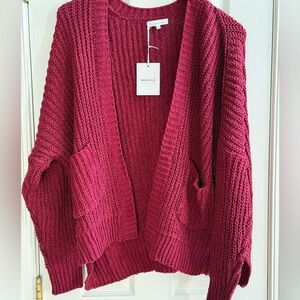 NWT Miracle Burgundy Women's Cardigan S/M
